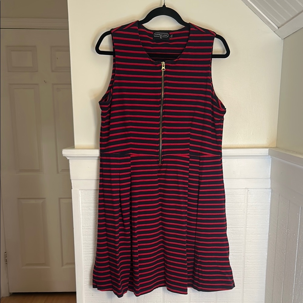 Duffield Lane Striped Bethany Nautical Dress Large beach vacation preppy